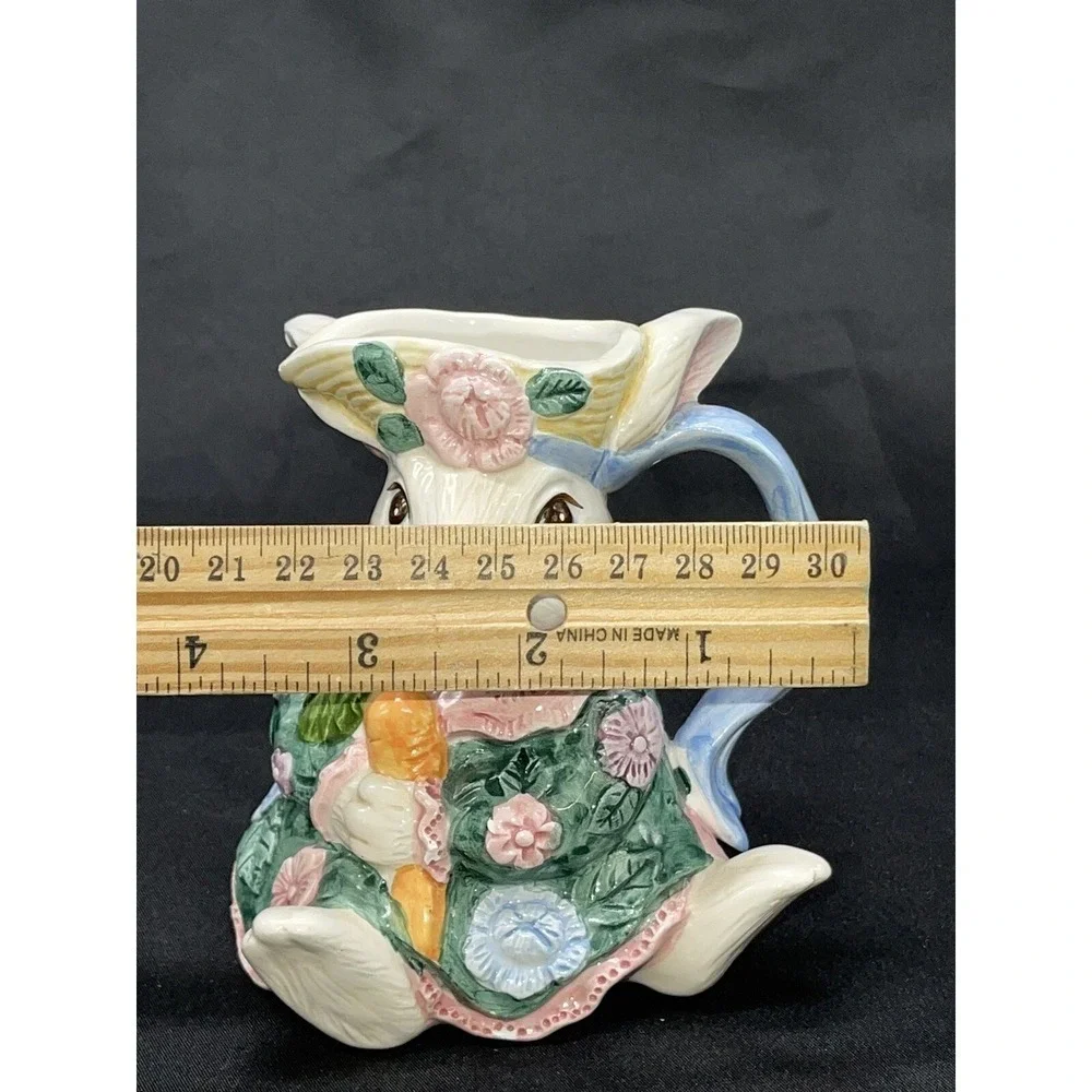 1991 Fitz & Floyd Bloomers Rabbit Bunny Creamer Small Pitcher F&F Fritz Vase